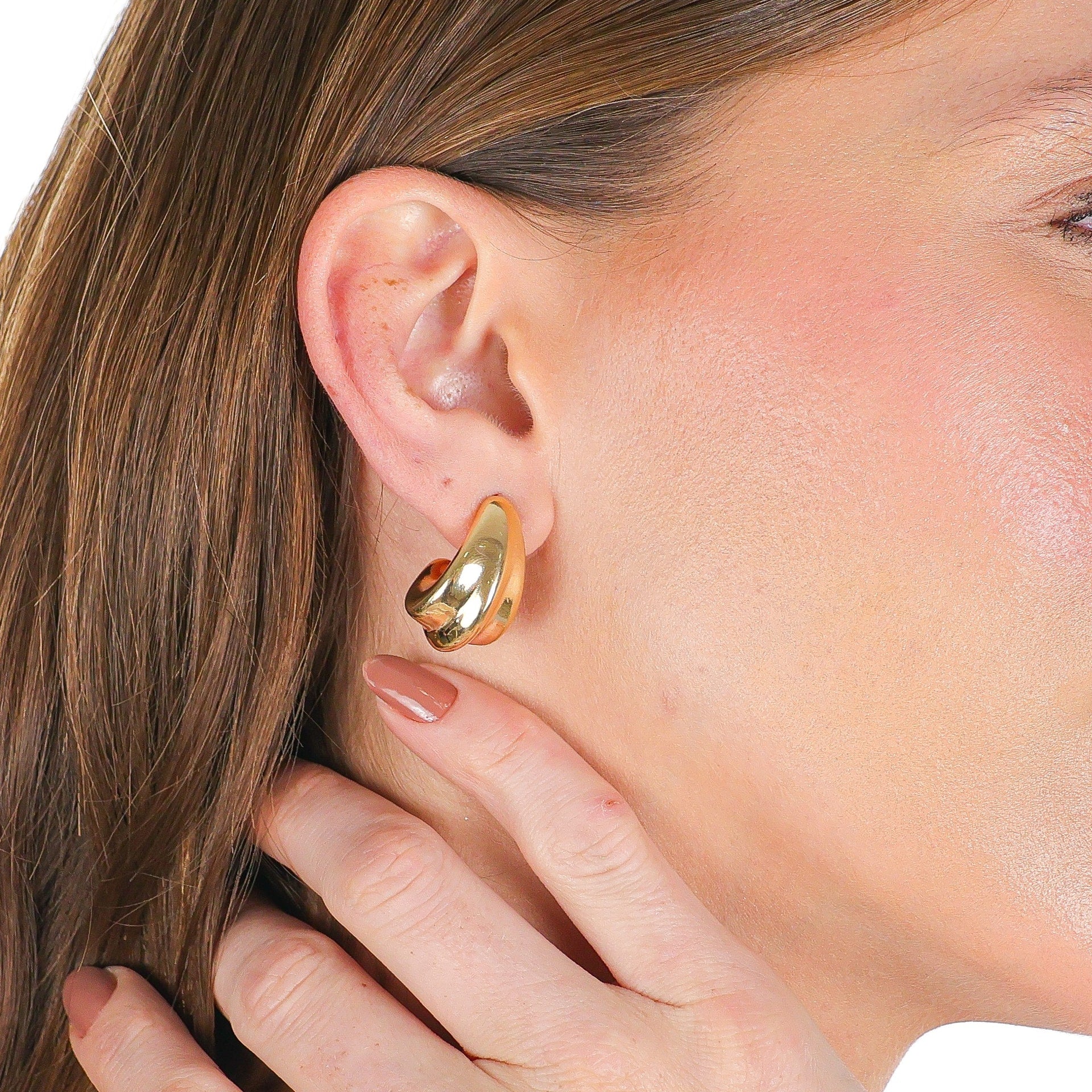 Contemporary Teardrop Earrings Gold