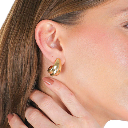 Contemporary Teardrop Earrings Gold