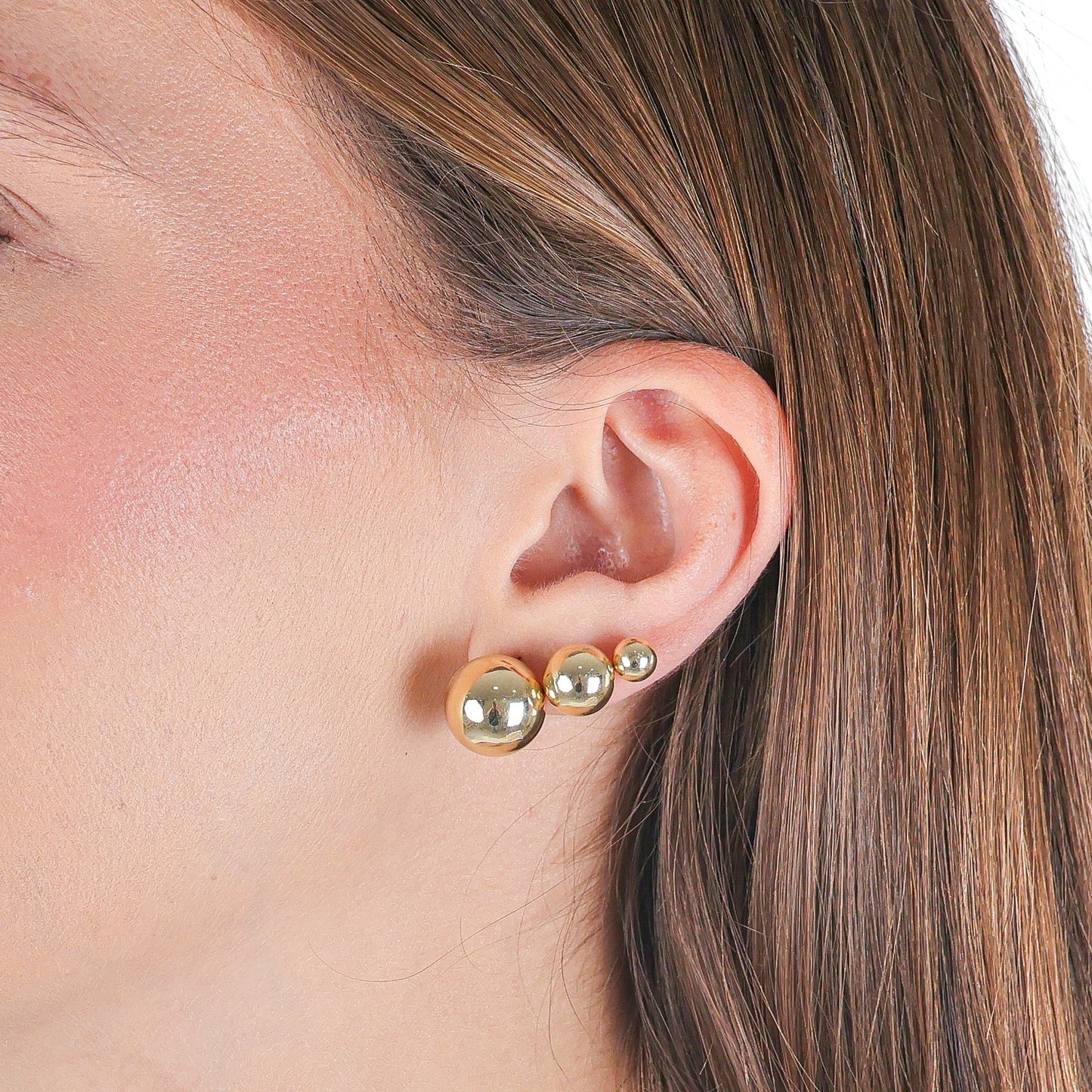 Sleek Ball Stud Earrings - Set of 3 Sizes