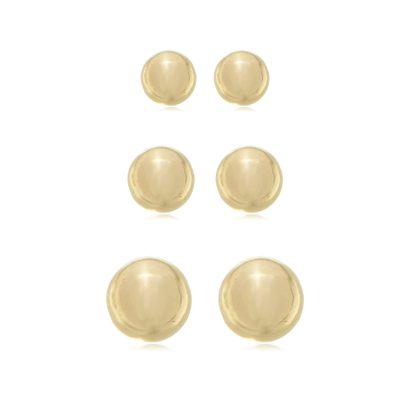 Sleek Ball Stud Earrings - Set of 3 Sizes