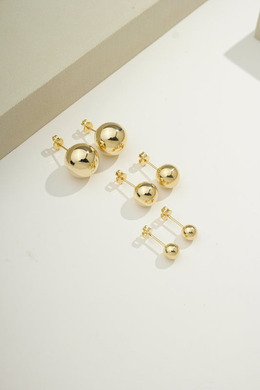 Sleek Ball Stud Earrings - Set of 3 Sizes