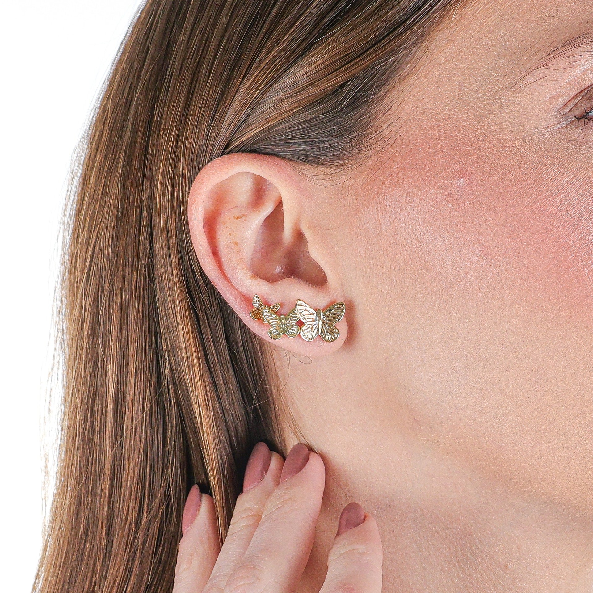 Textured Butterfly Stud Earrings - Set of 3 Sizes