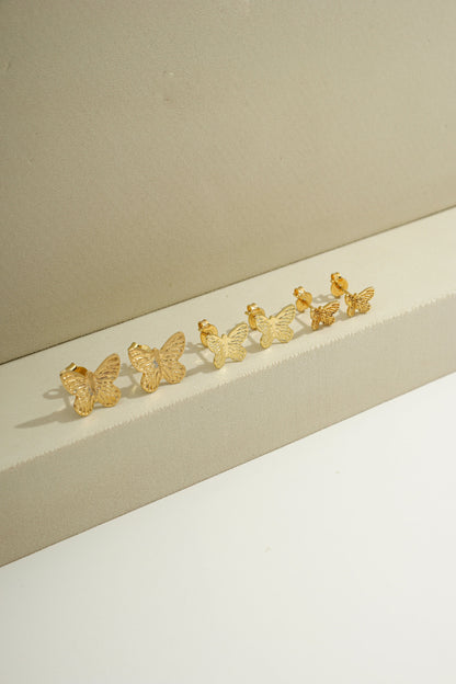 Textured Butterfly Stud Earrings - Set of 3 Sizes