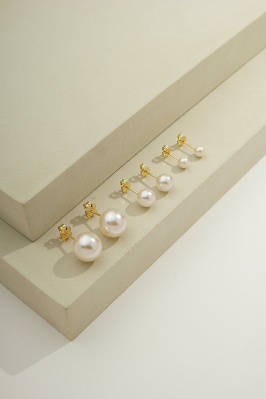 Classic Pearl Stud Set Gold