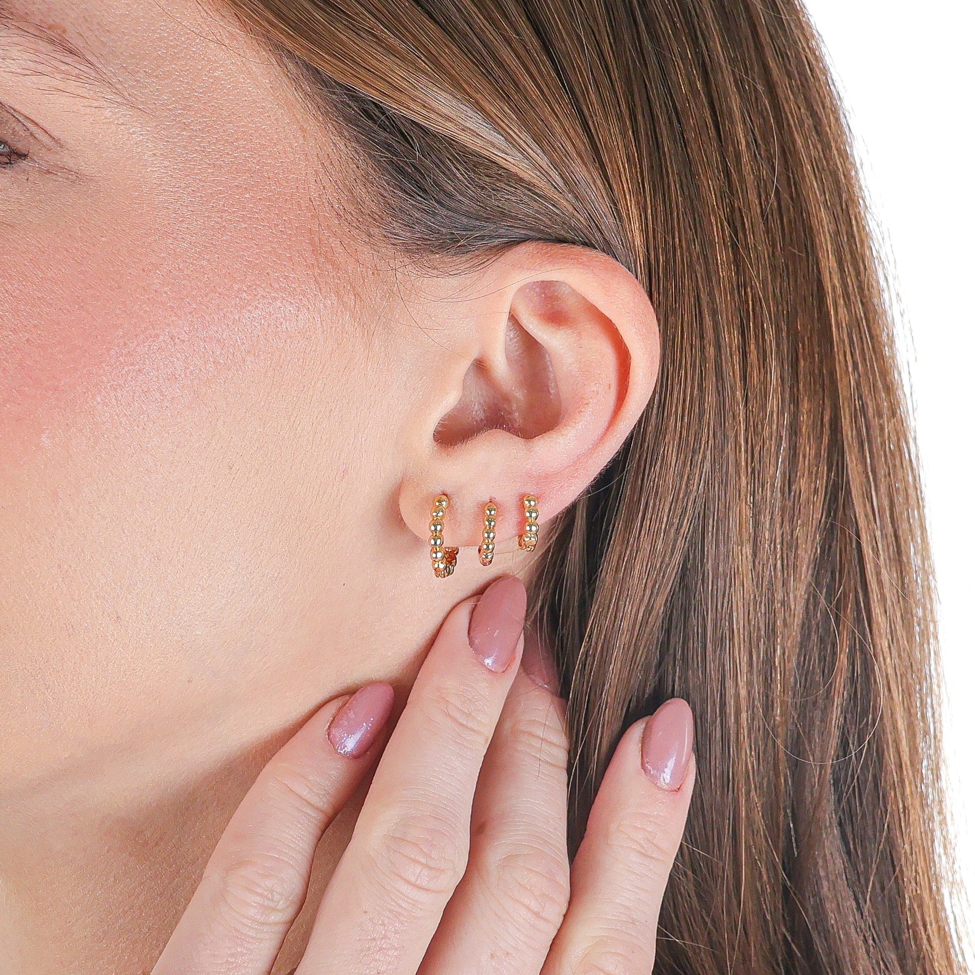 Beaded Hoop Earrings Set