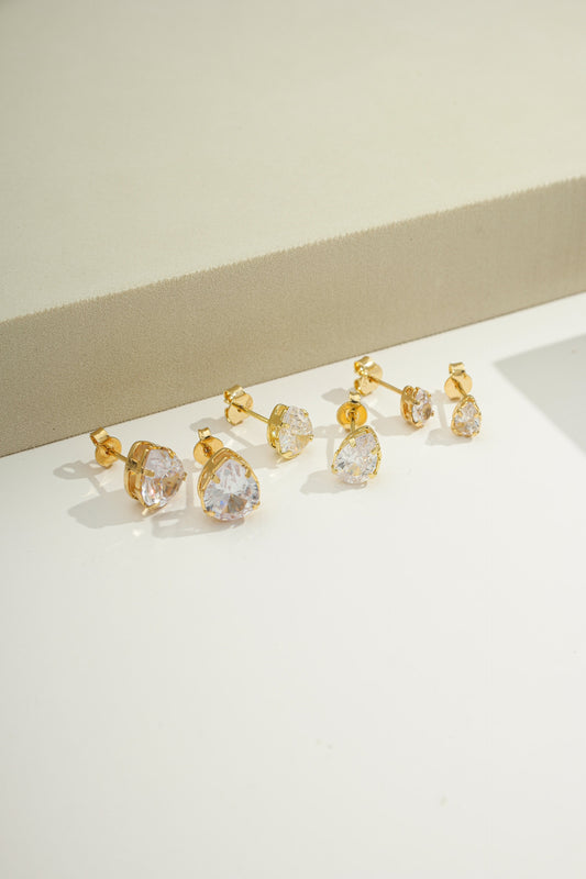 Pear-Cut Crystal Stud Double Pairs