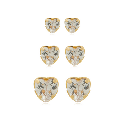 Heart-Cut Crystal Stud Earrings Set