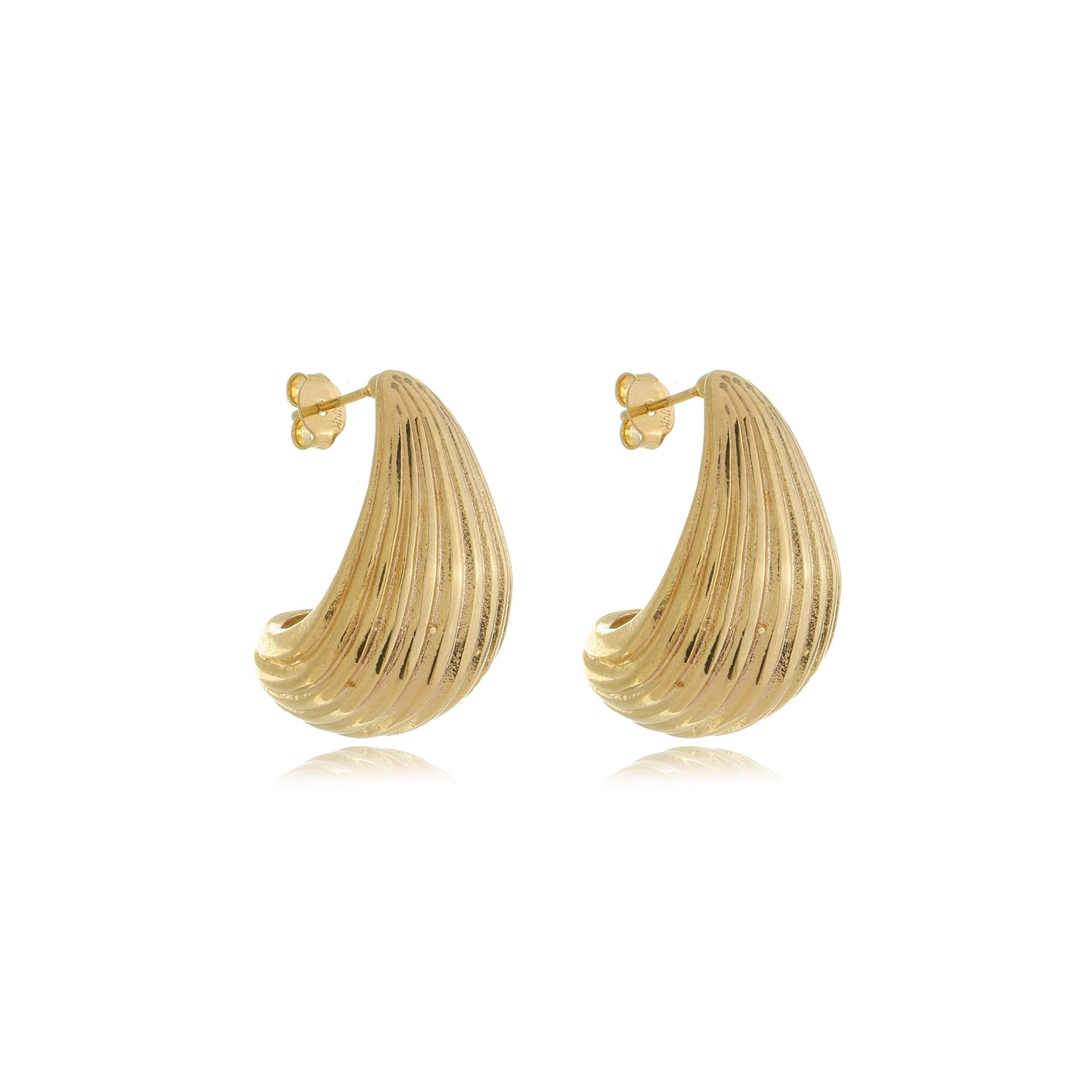 Fluted Teardrop Earring Gold