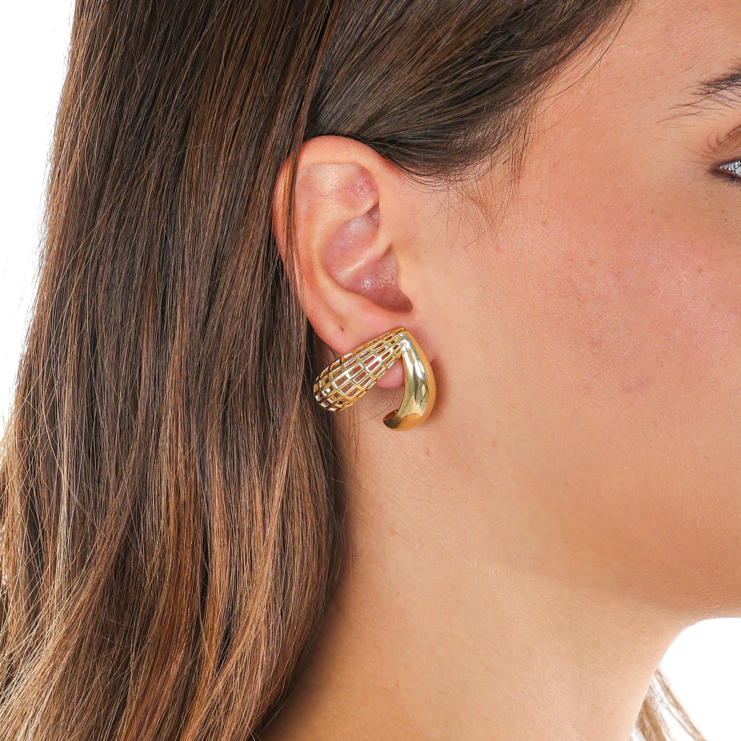 Duo Grid Hoops Gold