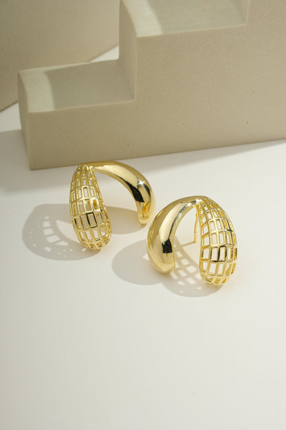 Duo Grid Hoops Gold