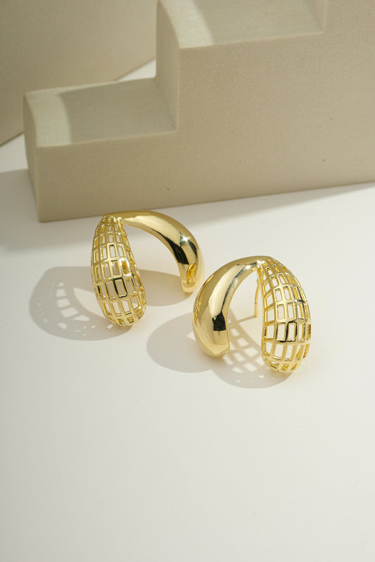Duo Grid Hoops Gold
