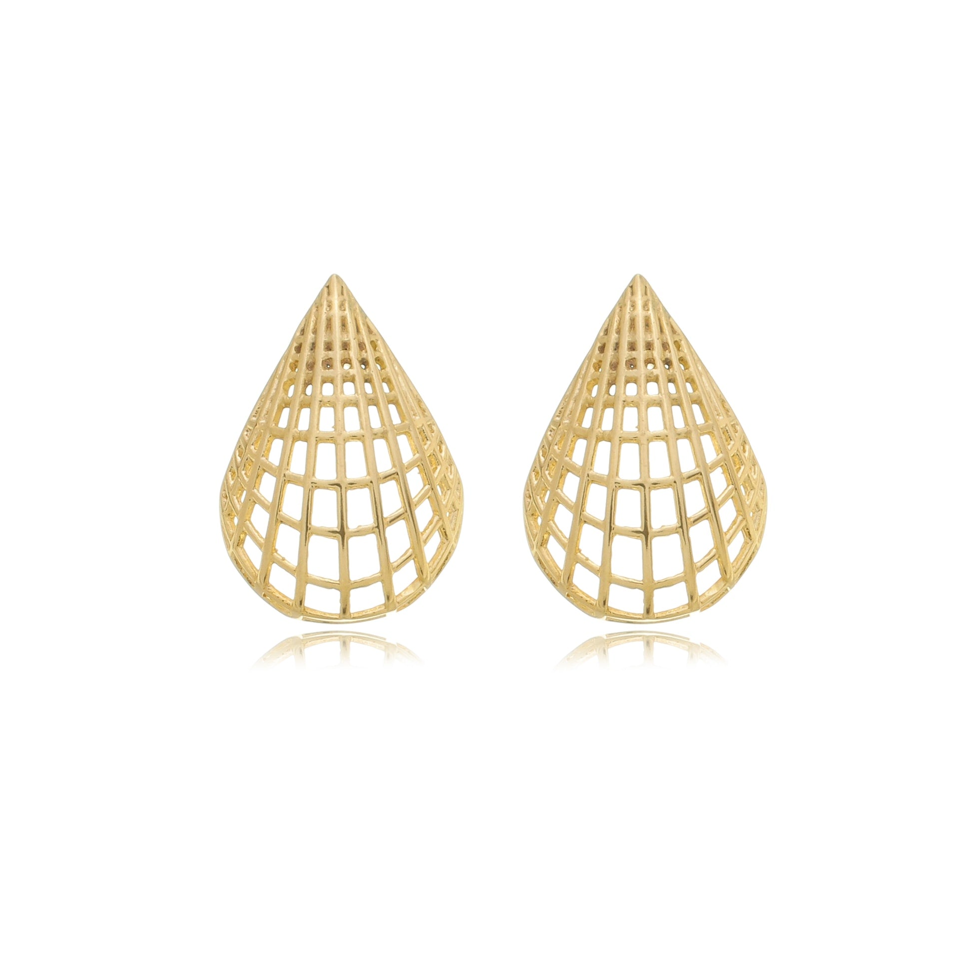Grid Teardrop Earring Gold