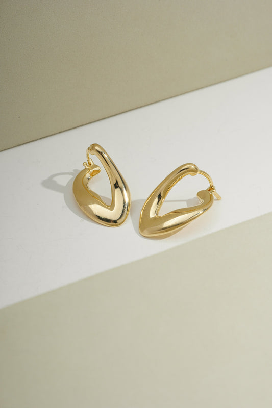 V Sculptural Hoops Gold