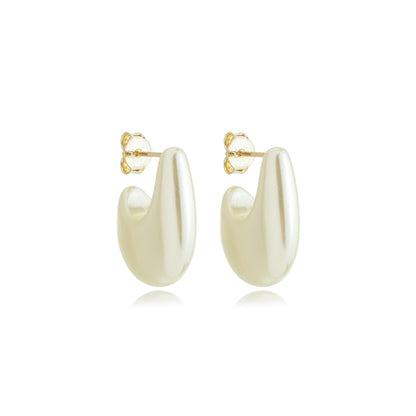 Grande Pearlized Teardrop Earrings Gold