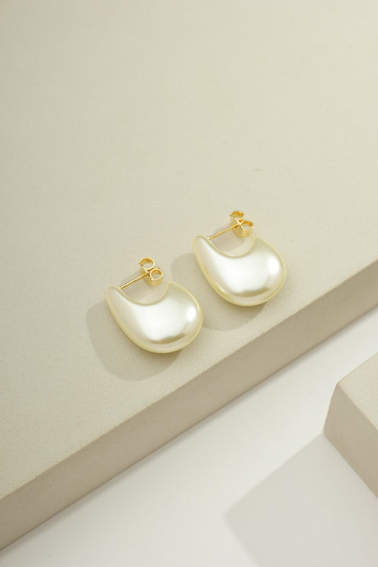 Grande Pearlized Teardrop Earrings Gold