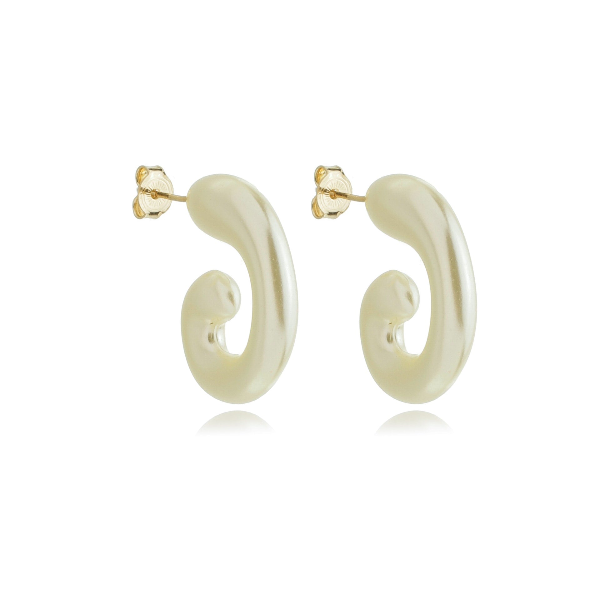 Pearlized Spiral Hoops Gold