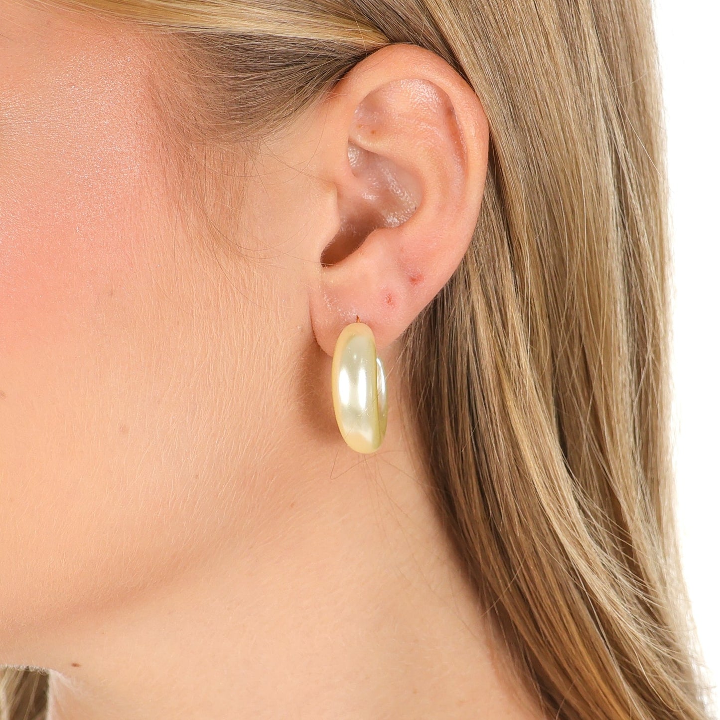 Crescent Pearlized Hoops Gold