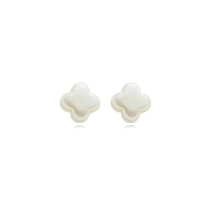 Pearlized Lucky Clover Studs Gold