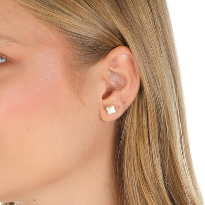Pearlized Lucky Clover Studs Gold