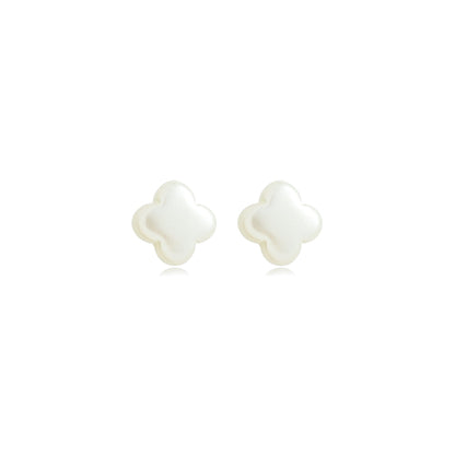 Grande Pearlized Lucky Clover Studs Gold