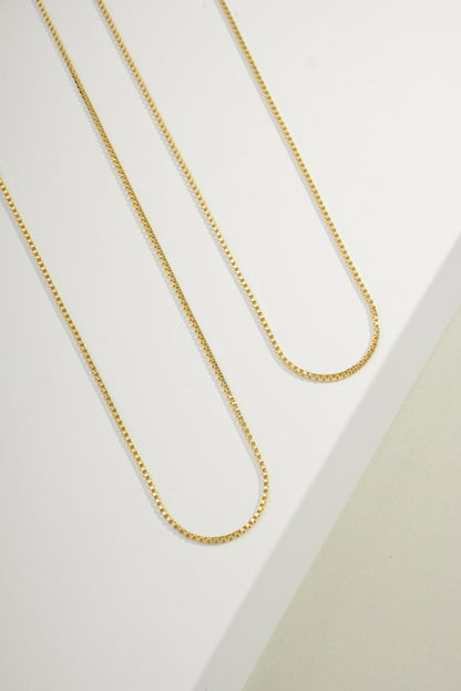 Sleek Box Chain - 1,5mm Wide Gold / 18"