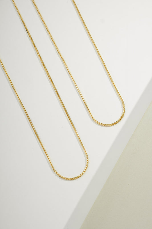 Sleek Box Chain - 1,5mm Wide Gold / 18"