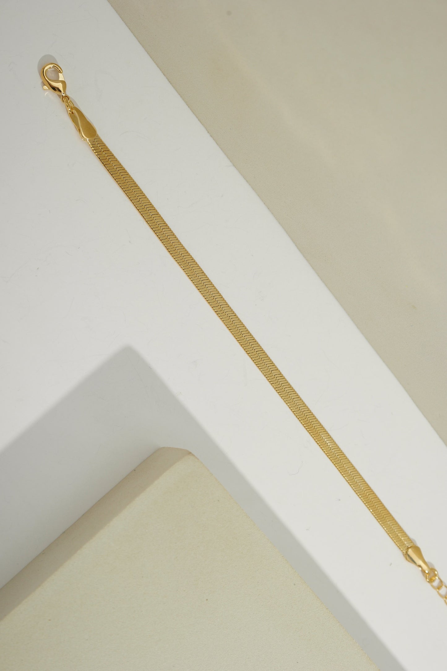 Flat Herringbone Chain Gold / 6"