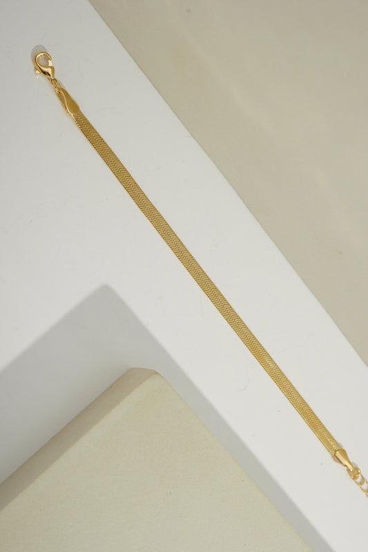 Flat Herringbone Chain Gold / 6"