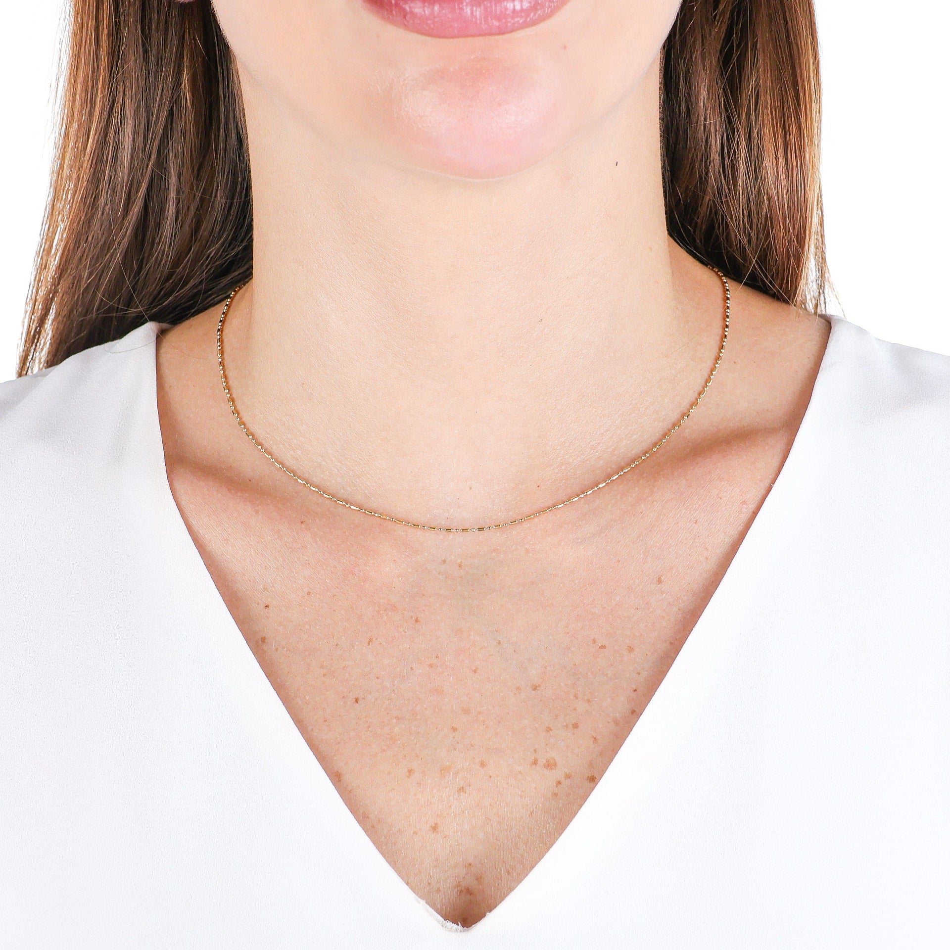 Chain Necklace with Rectangular Links Gold