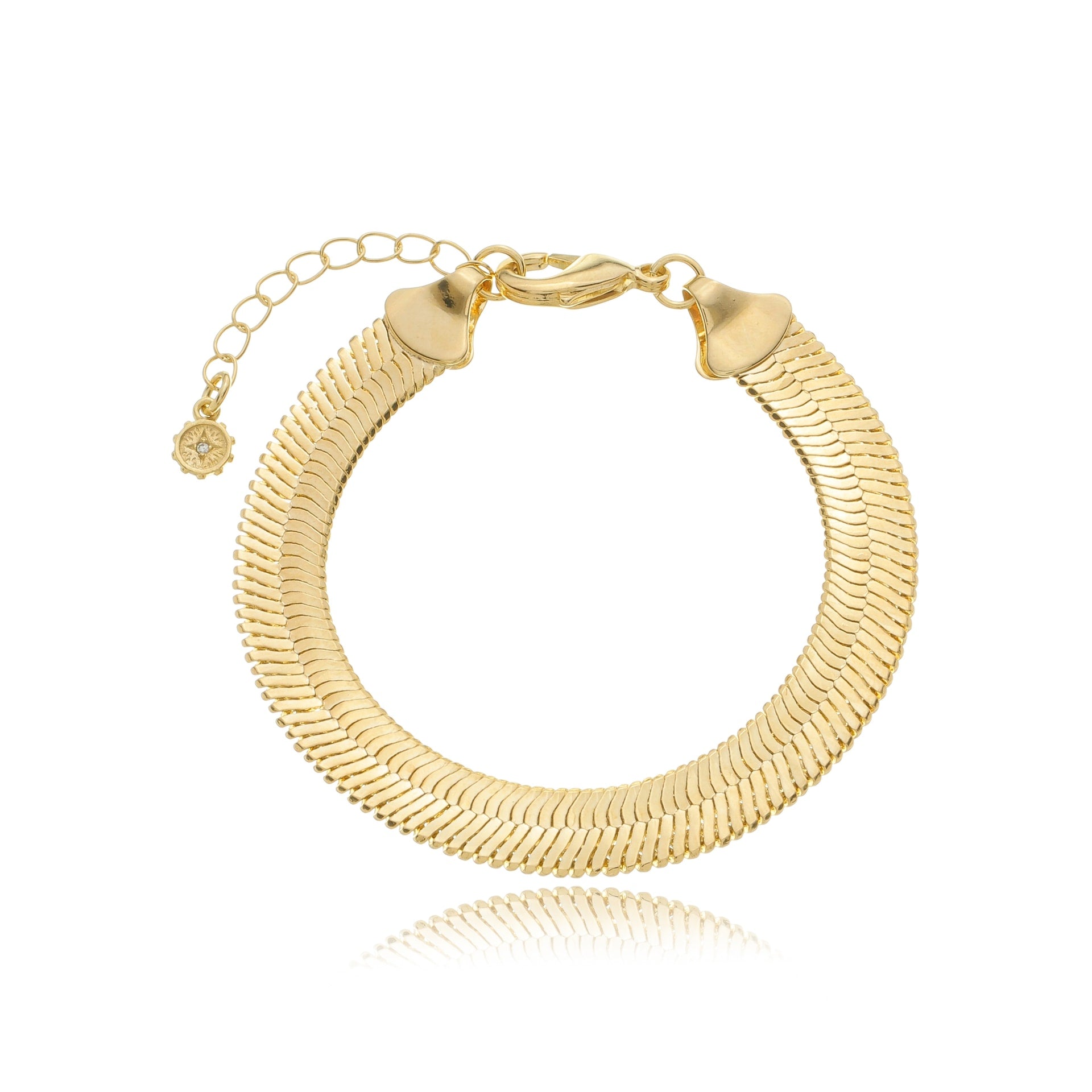 Large Herringbone Chain - 8mm Wide Gold / 6"