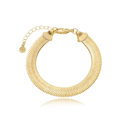 Large Herringbone Chain - 8mm Wide Gold / 6"