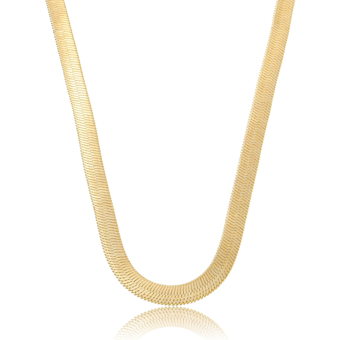 Large Herringbone Chain - 8mm Wide Gold / 16"