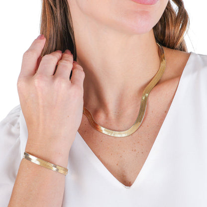 Large Herringbone Chain - 8mm Wide Gold / 16"