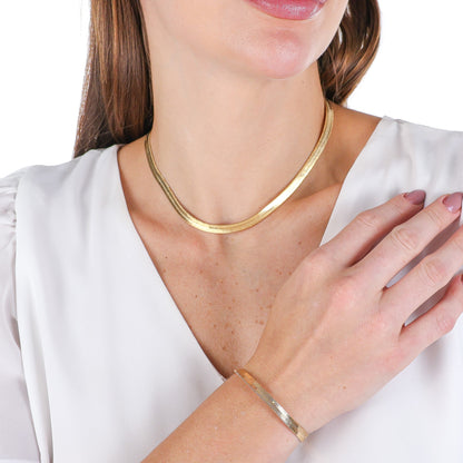 Large Herringbone Chain - 6mm Wide Gold / 18"