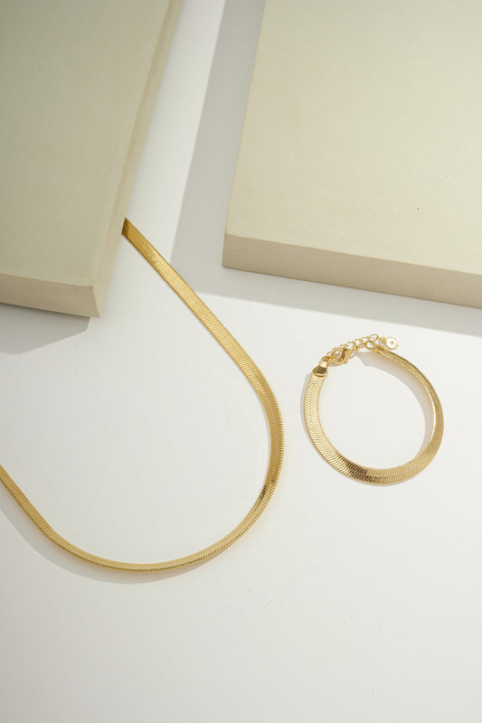 Large Herringbone Chain - 6mm Wide Gold / 18"
