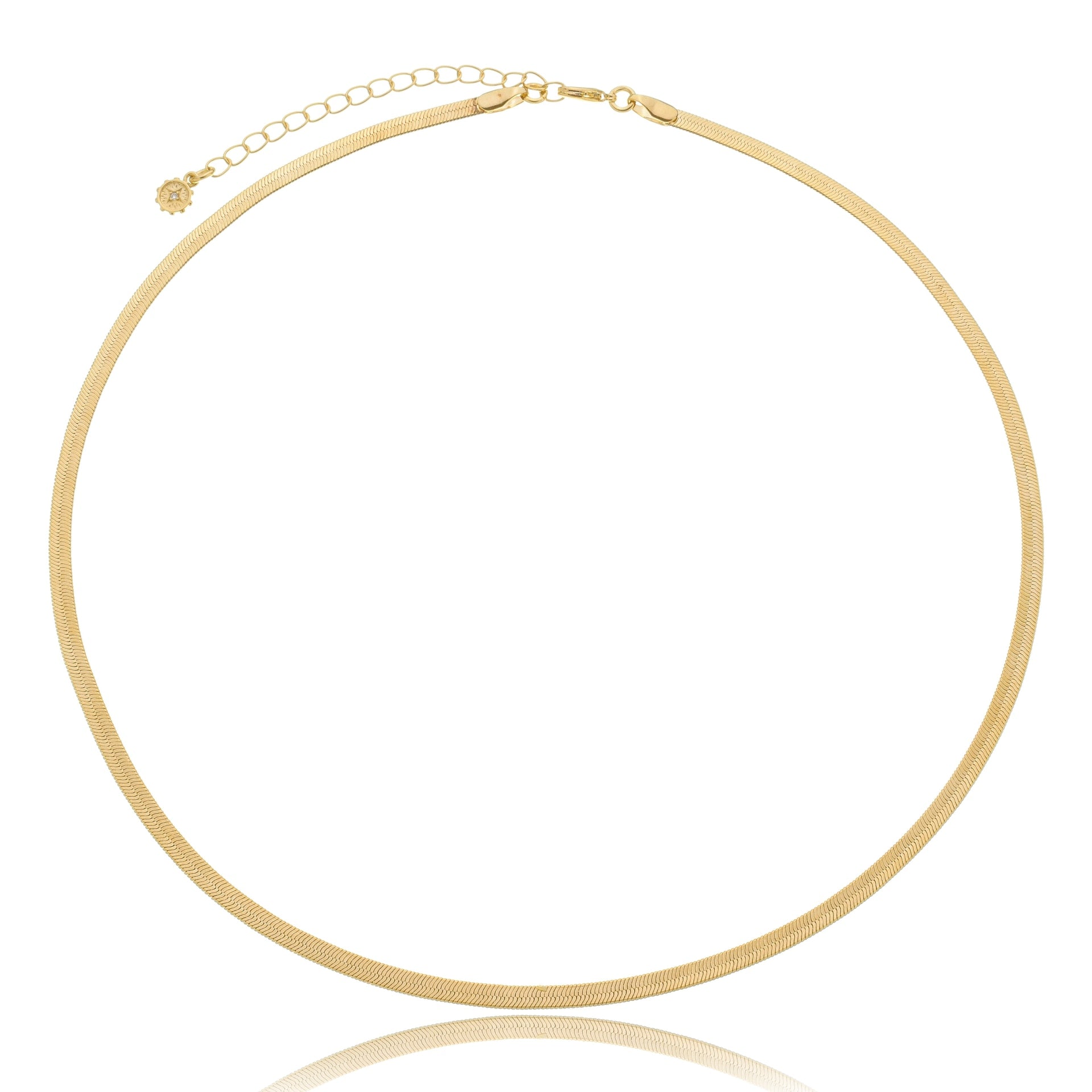 Sleek Herringbone Chain Necklace - 3mm Wide Gold / 16"