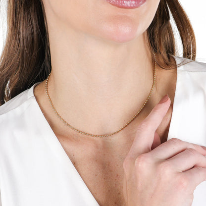 Classic Beaded Ball Chain Necklace Gold