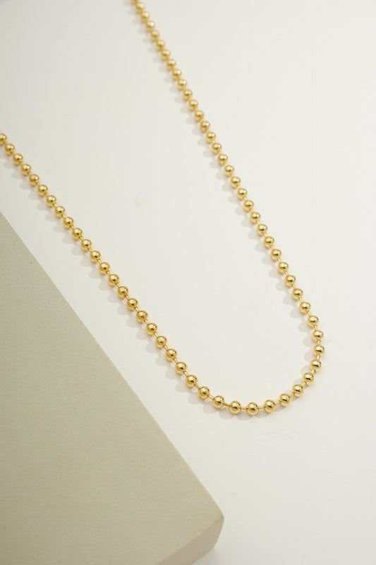 Large Beaded Ball Chain Necklace Gold