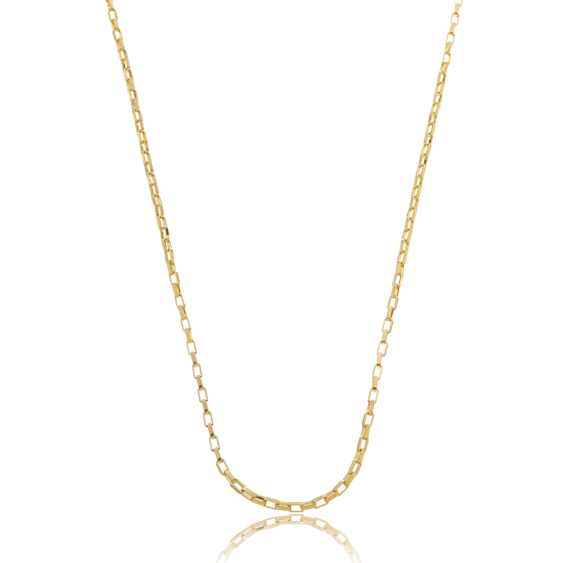 Sleek Rectangular Link Chain - 2,6mm Wide Gold / 18"