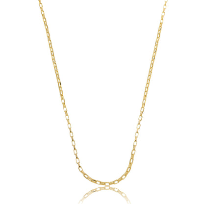 Sleek Rectangular Link Chain - 2,6mm Wide Gold / 18"