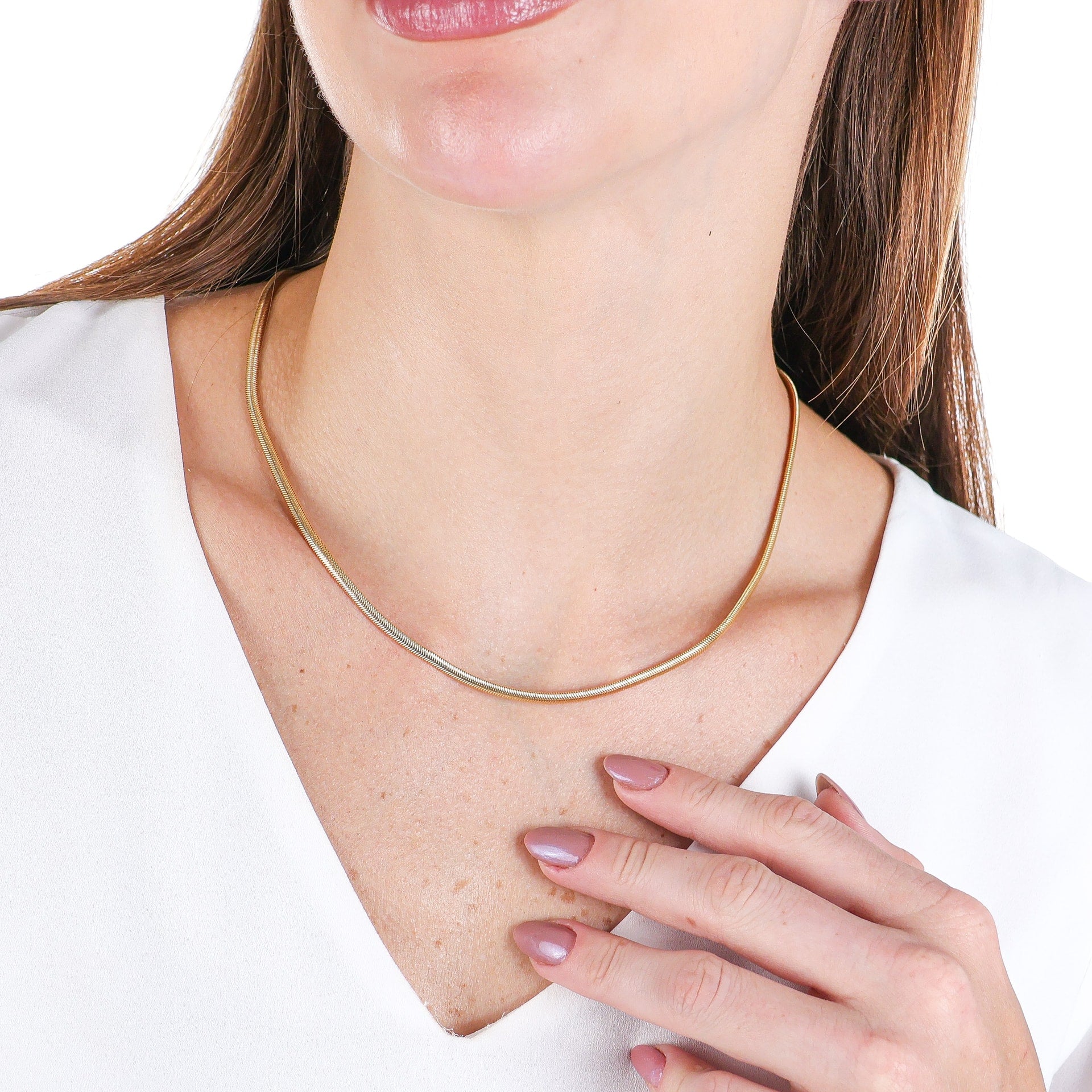 Flat Snake Classic Chain - 3mm Wide Gold