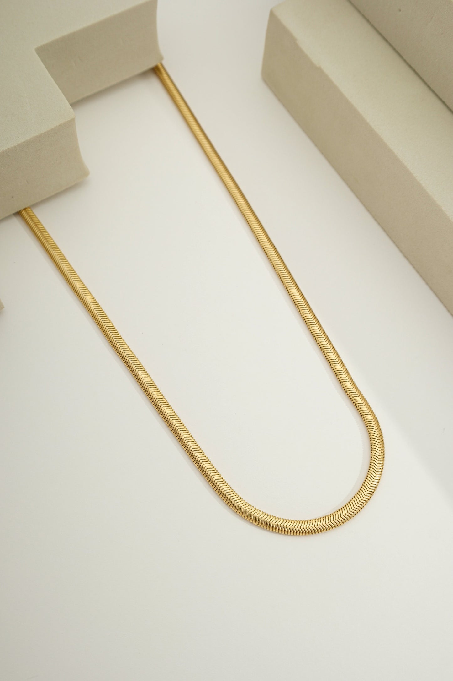 Flat Snake Classic Chain - 3mm Wide Gold
