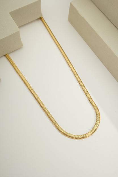 Flat Snake Classic Chain - 3mm Wide Gold