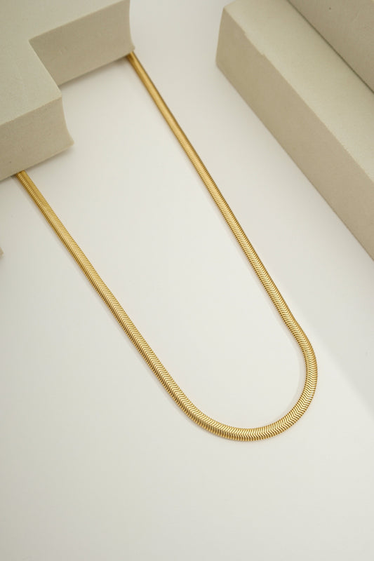 Flat Snake Classic Chain - 3mm Wide Gold