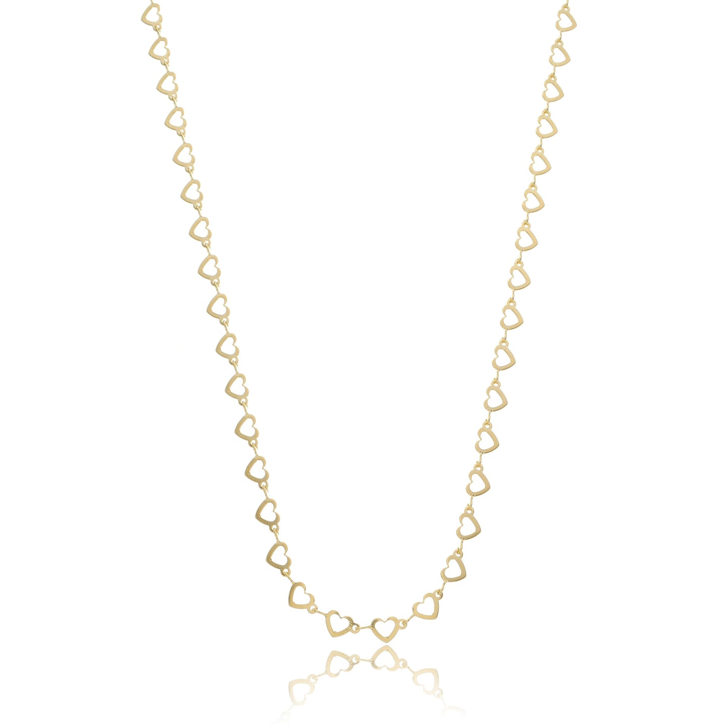 Lovely Heart Link Chain Necklace Gold