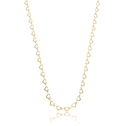 Lovely Heart Link Chain Necklace Gold