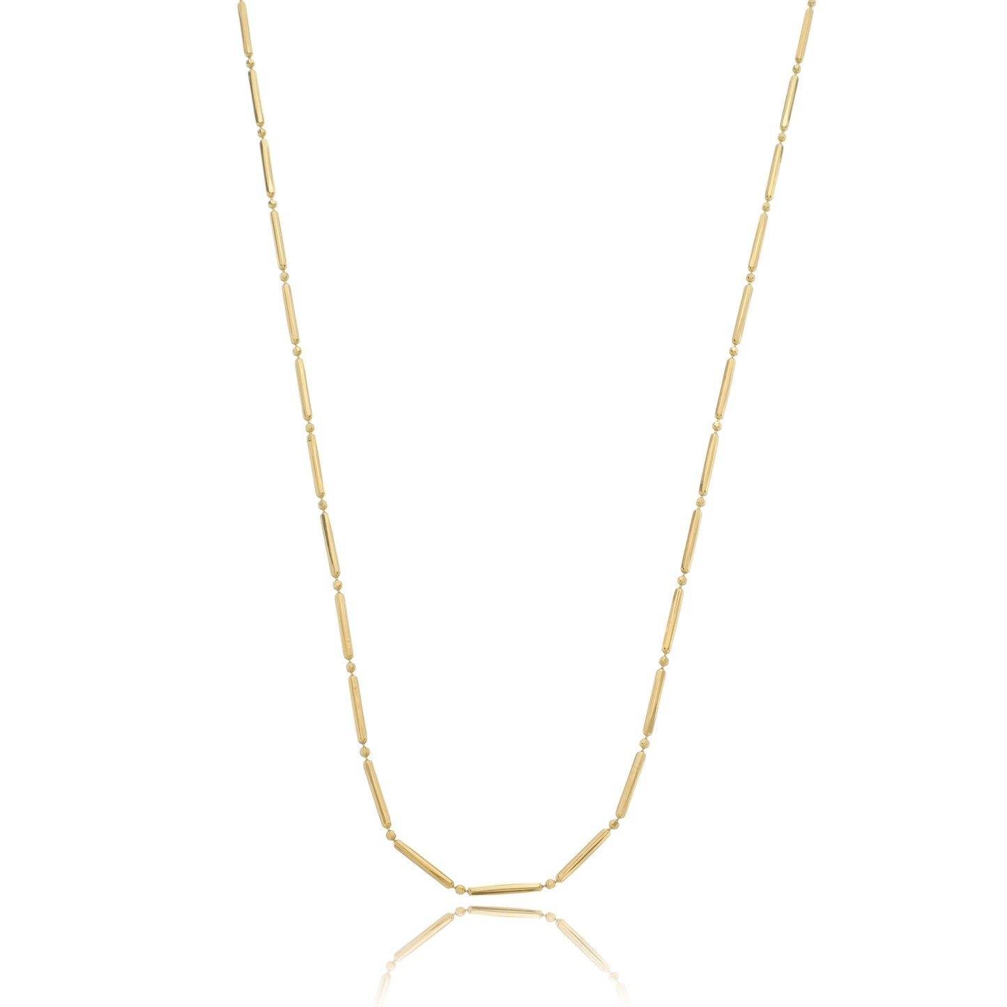 Bar and Bead Chain Necklace Gold