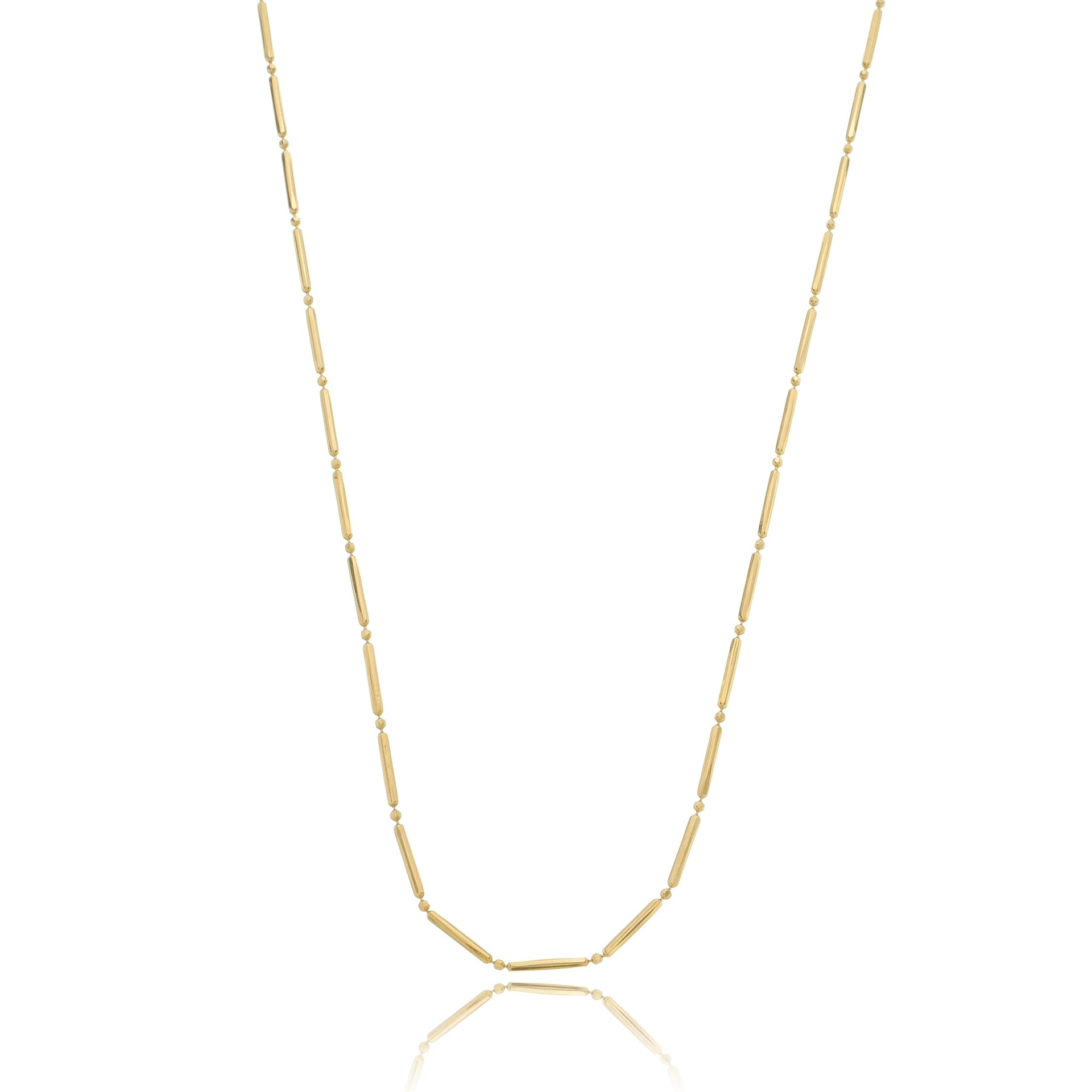 Bar and Bead Chain Necklace Gold