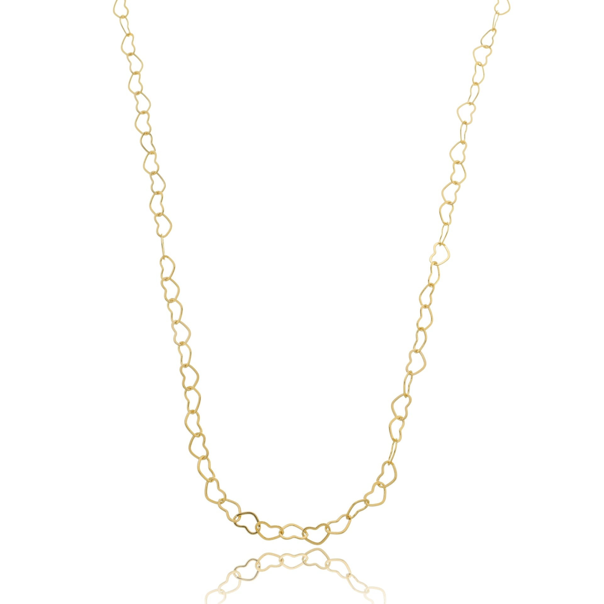 Open Heart Link Chain Necklace Gold