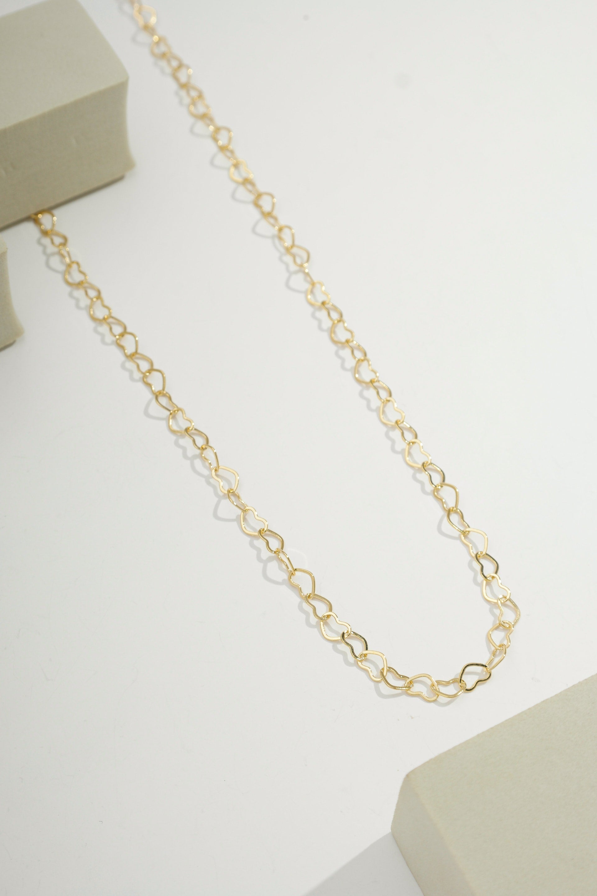Open Heart Link Chain Necklace Gold